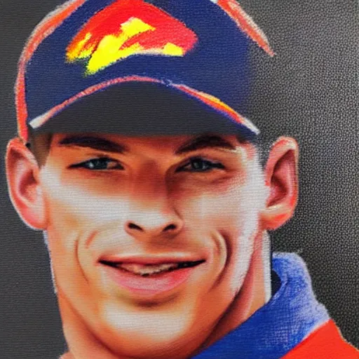 Image similar to a badly drawn picture of max verstappen, crayon art, bad, beginner art