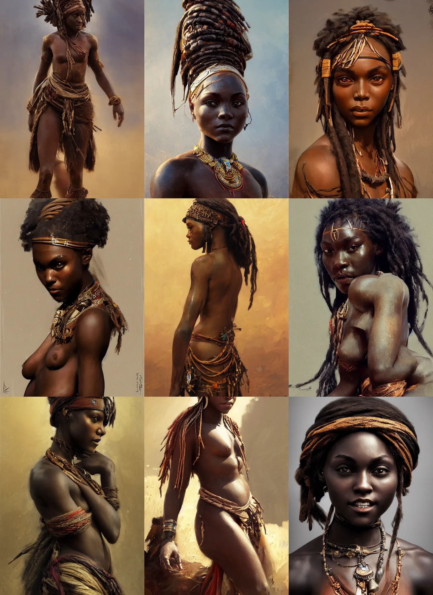 Prompt: black annasophia robb as himba, intricate, elegant, highly detailed, artstation, concept art, sharp focus, ruan jia, jurgens, orientalism, mucha