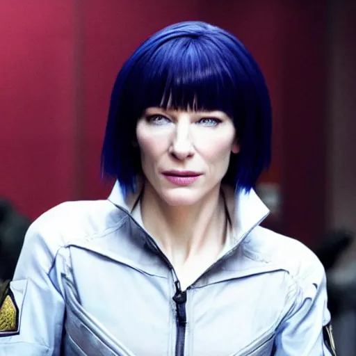 Prompt: cate blanchett as major kusanagi from ghost in the shell, movie still