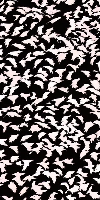 Image similar to flock of ravens made of black! rose petals!!, abstract, album art