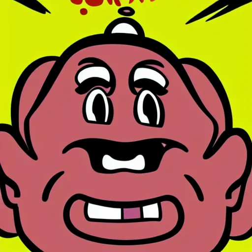 Image similar to handsome squidward style, strong man, big smile, hero, cleft chin, handsome, pop art portrait