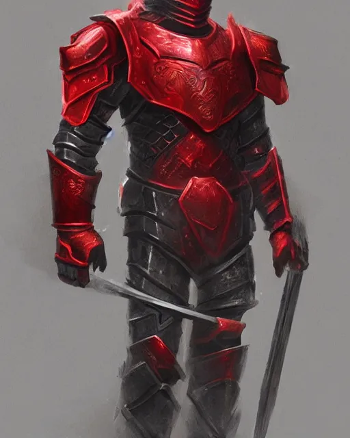 Prompt: knight armored in red, fantasy art, intricate, trending on artstation