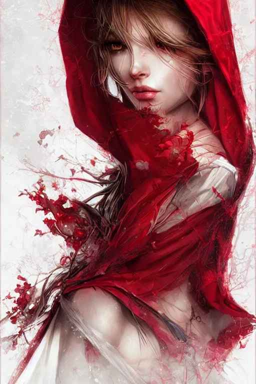 Prompt: Ethereal red riding hood, intricate detail, ornate, conceptual art, soft light, dynamic, art by artgerm