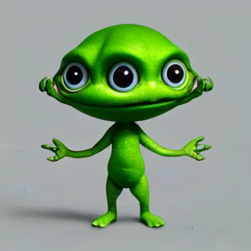 a realistic of a cute green alien kid character, big | Stable Diffusion |  OpenArt