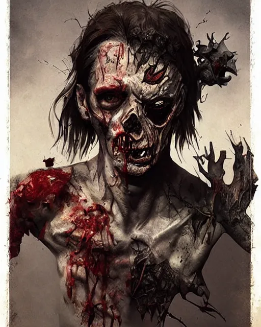 Image similar to hyper realistic photo portrait zombie with broken pokemon mask cinematic, greg rutkowski, james gurney, mignola, craig mullins, brom