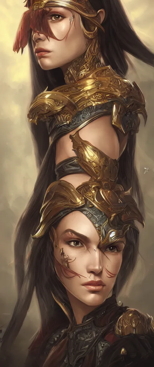 Prompt: portrait heka the war goddess, fantasy, intricate,, highly detailed, digital painting, artstation, concept art, smooth, sharp focus, illustration, art by artgerm