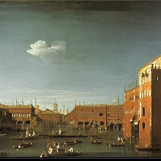 Prompt: a beautiful painting of a random scene by canaletto