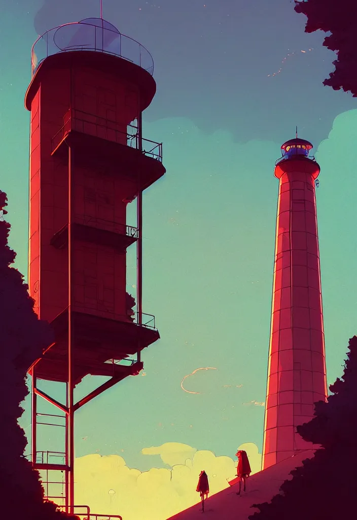 Image similar to by moebius and atey ghailan fire tower |