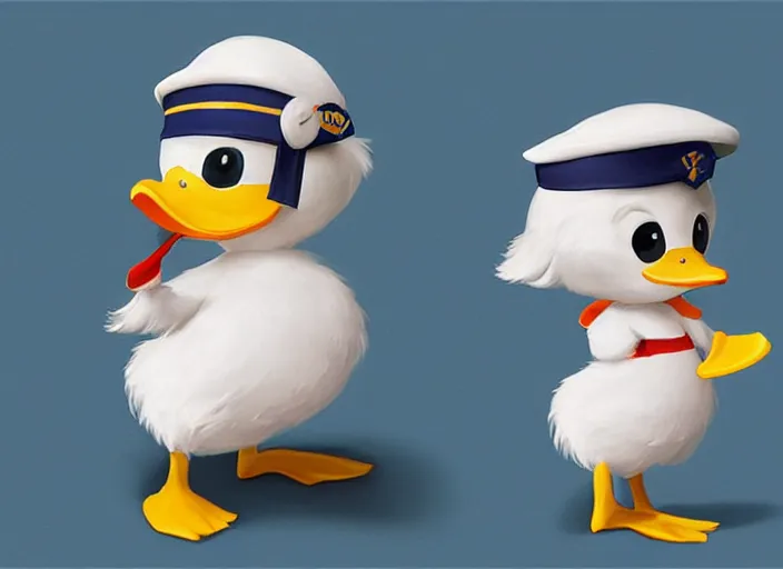 Prompt: detailed concept art of a cute iconic anthropomorphic little duck character wearing a sailor suit by wlop on bcy. net, realistic. detailed feathers, art by cheng yi. artstationhd, artgerm, disney