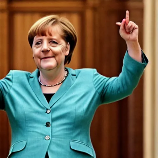 Prompt: Angela merkel performs at downton Abbey.