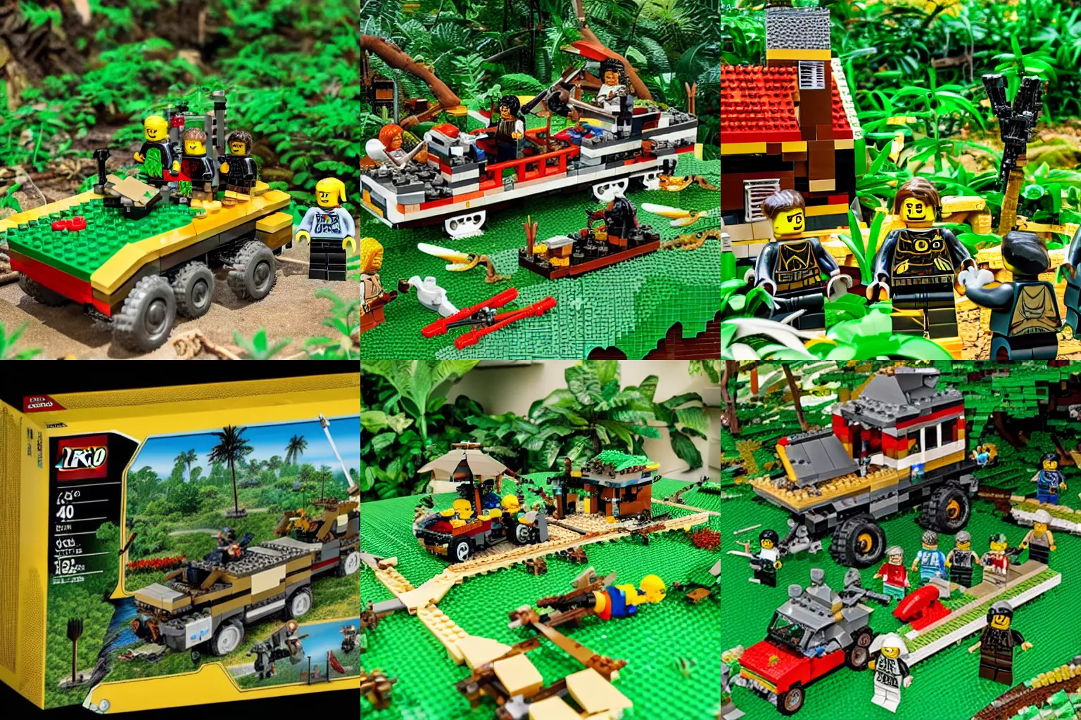 Prompt: lego set of the vietnam war, in tropical jungle