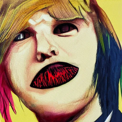 Image similar to emo scene girl donald trump, art by michael miller