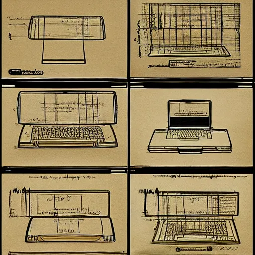 Image similar to early macbook designs by leonardo da vinci, sketch