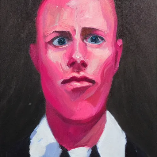 Prompt: pink guy portrait, oil painting
