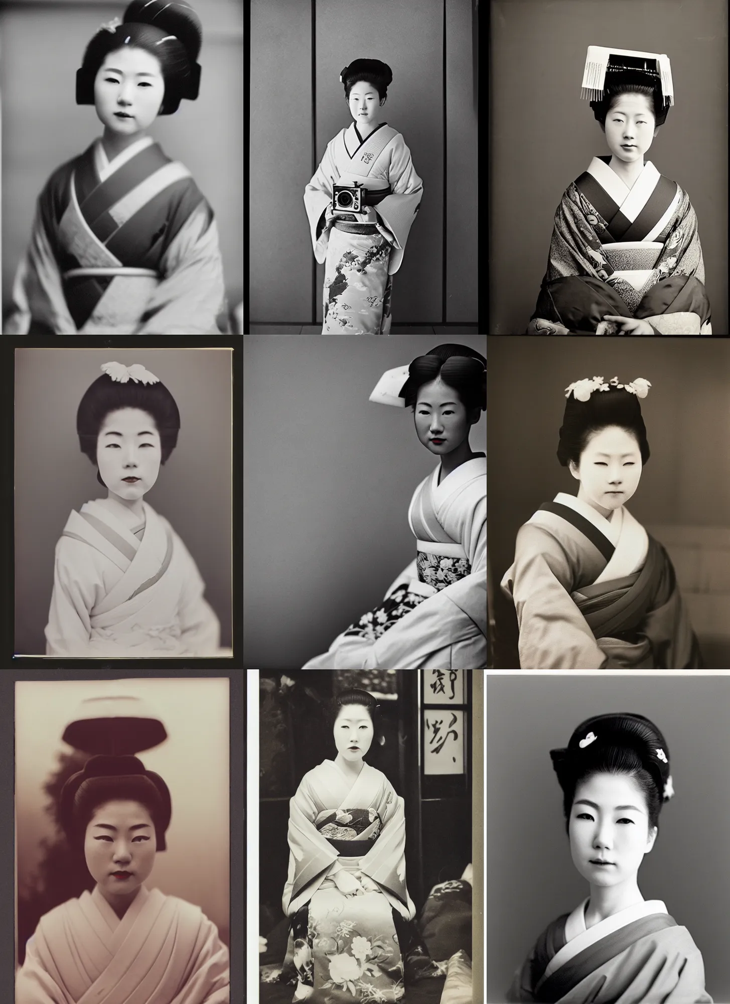 Prompt: Portrait Photograph of a Japanese Geisha Kodak Eastman Fine Grain Duplicating Positive Film