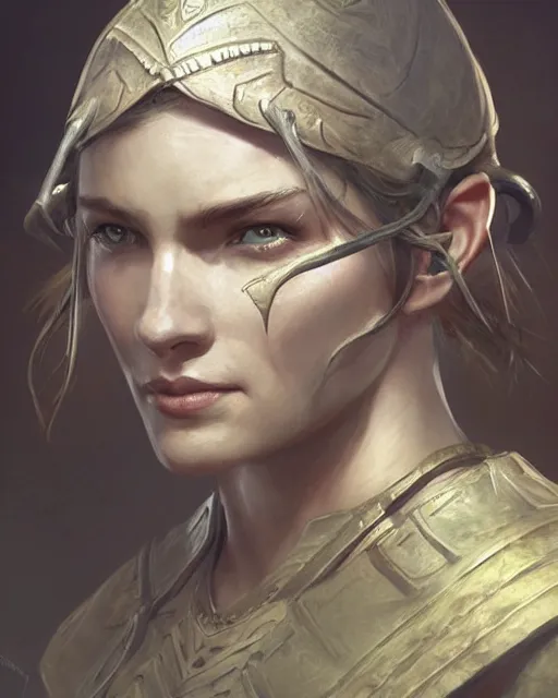 Image similar to the elder scrolls vi, charismatic rugged female nord warrior portrait, illustration, rim light, top light, perfectly shaded, golden ratio, epic, intricate, soft painting, art by ross tran, krenz cushart and wenjun lin