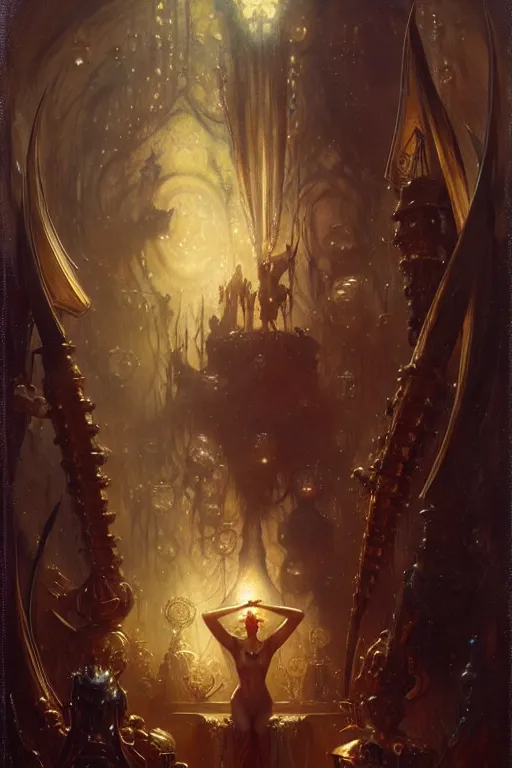 Image similar to king of diamonds by gaston bussiere, bayard wu, greg rutkowski, giger, maxim verehin