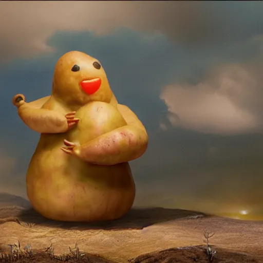 Prompt: waltzing potato, matte painting