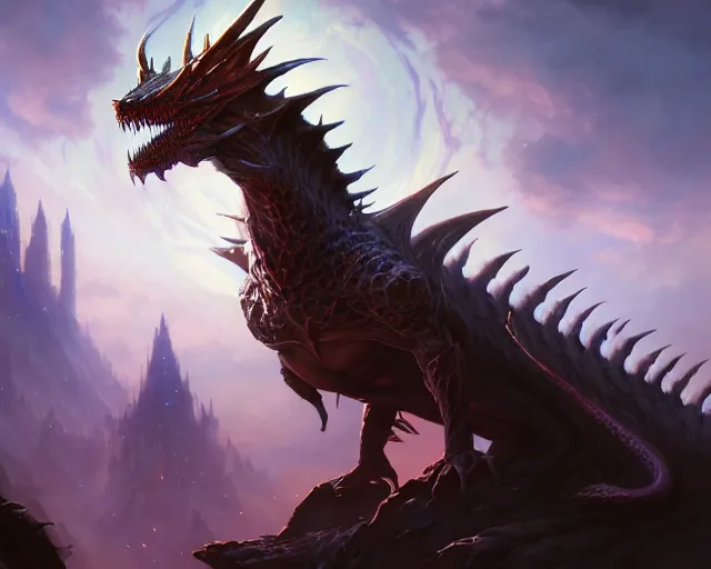 Prompt: highly detailed portrait of a fantasy dragon, in magic the gathering, stephen bliss, unreal engine, fantasy art by greg rutkowski, loish, rhads, ferdinand knab, makoto shinkai and lois van baarle, ilya kuvshinov, rossdraws, tom bagshaw, global illumination, radiant light, detailed and intricate environment