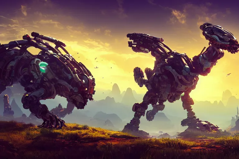 Image similar to shell - walker machine mecanical creature robot of horizon forbidden west horizon zero dawn radiating a glowing aura global illumination ray tracing hdr fanart arstation by ian pesty and alena aenami artworks in 4 k