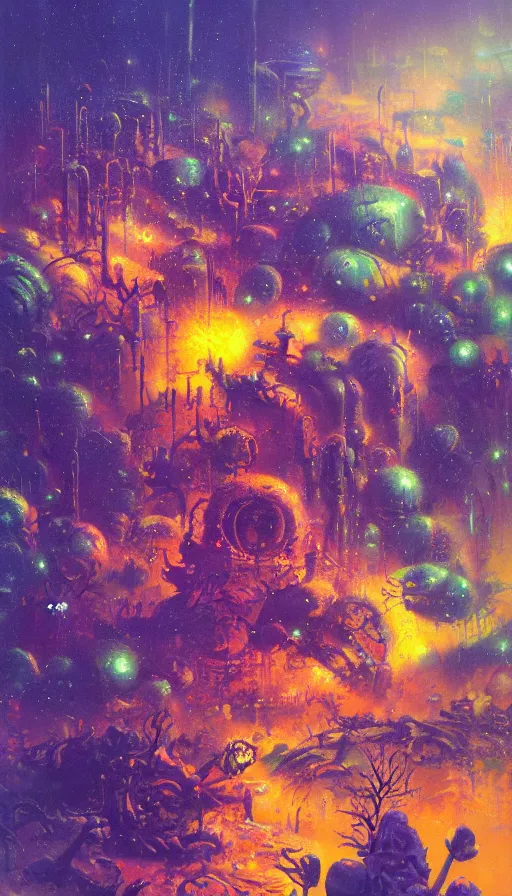 Image similar to life and death mixing together, by paul lehr,