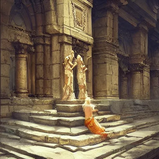 Prompt: an artist carving caryatids in the baroque era, magical, painters, hearthstone art style, epic fantasy style art by Craig Mullins, fantasy epic digital art, epic fantasy card game art by Greg Rutkowski