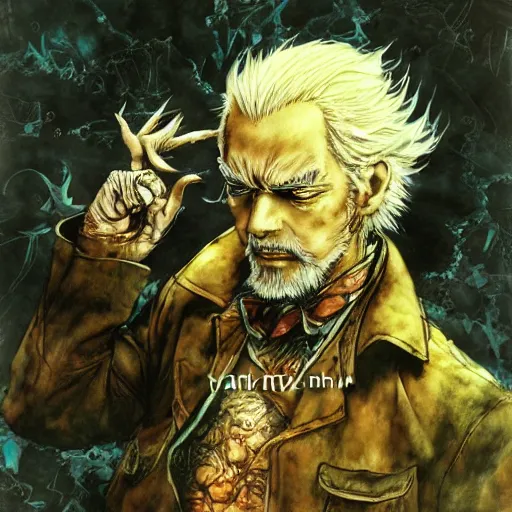 Prompt: ! dream old man, by art by yoshitaka amano, - n 9, by yoshitaka amano,