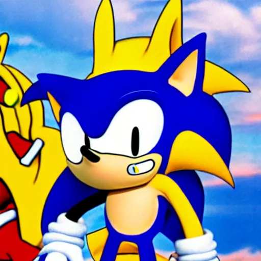 prompthunt: a distorted, surrealist painting of classic Sonic the