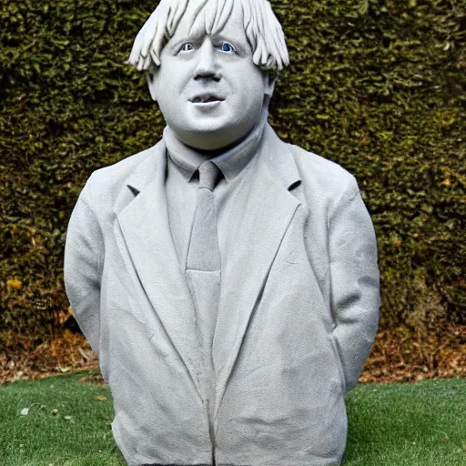 Prompt: a stone sculpture of boris johnson