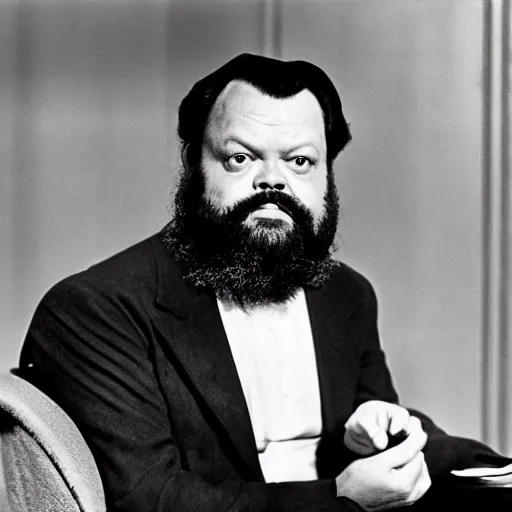 Prompt: orson welles seated