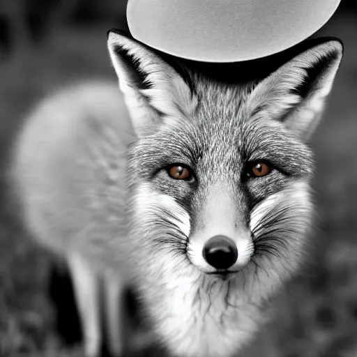 Image similar to 35mm photo of a Fox with a top hat