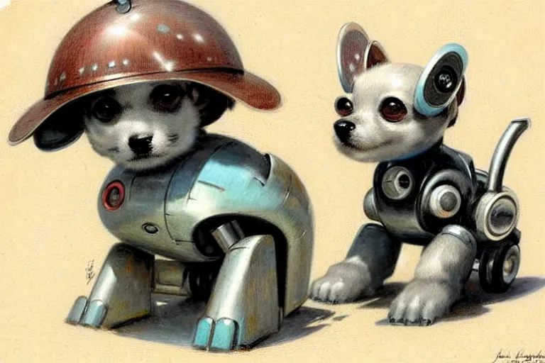 Image similar to ( ( ( ( ( 1 9 5 0 s retro future robot puppy. muted colors. ) ) ) ) ) by jean - baptiste monge!!!!!!!!!!!!!!!!!!!!!!!!!!!!!!