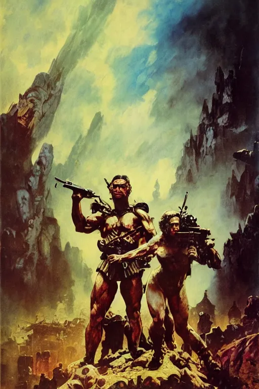 Prompt: Movie poster of Front Mission, Highly Detailed, Dramatic, eye-catching, A masterpiece of storytelling, by frank frazetta, ilya repin, 8k, hd, high resolution print