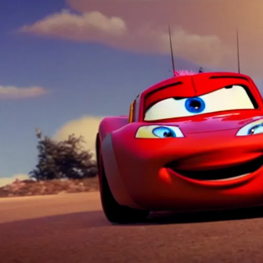 Prompt: lightning mcqueen transformer, movie still from dark of the moon