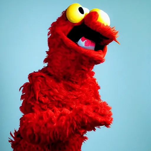 Image similar to realistic elmo in real life, photographed by trevor henderson