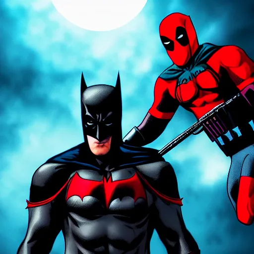 Image similar to Batman and Deadpool together 4K quality