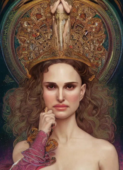 Prompt: Natalie Portman as God of Love, cute, fantasy, intricate, elegant, highly detailed, digital painting, 4k, HDR, concept art, smooth, sharp focus, illustration, art by alphonse mucha,artgerm, H R Giger