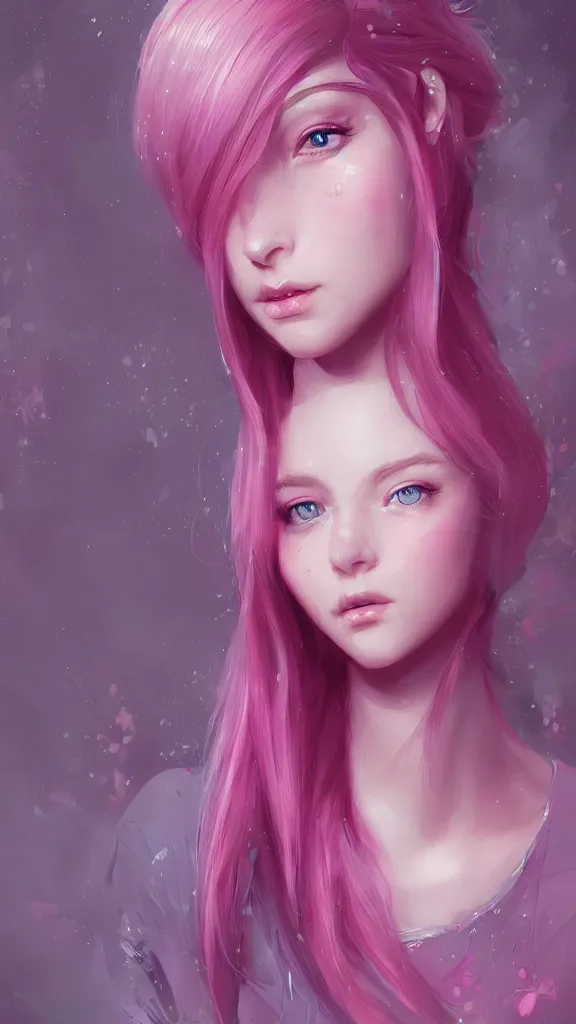 Image similar to teen girl, pink hair, gorgeous, amazing, elegant, intricate, highly detailed, digital painting, artstation, concept art, sharp focus, illustration, art by Ross tran