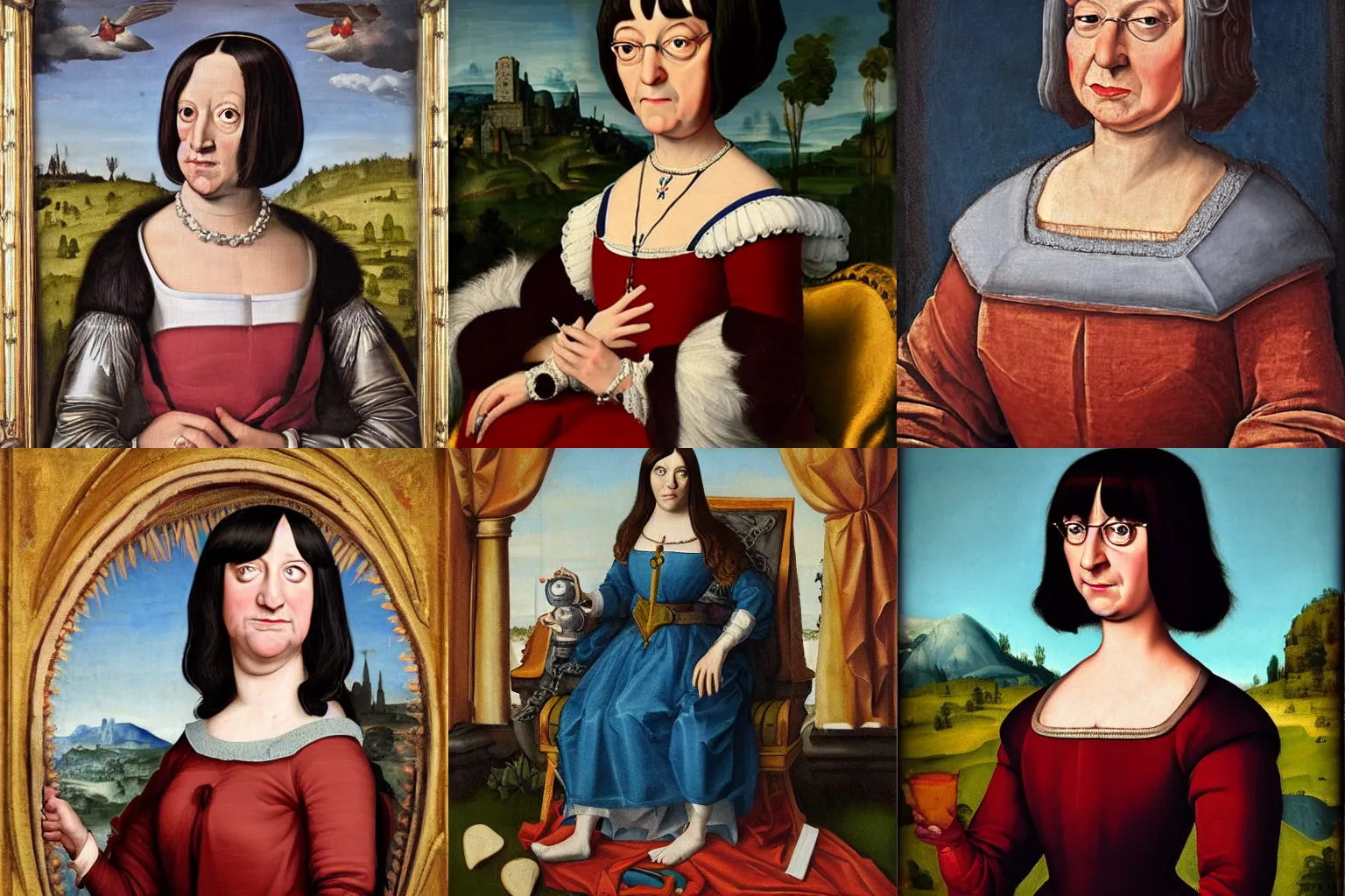 Prompt: Tina Belcher as a european monarch, renaissance portrait, oil painting, masterwork
