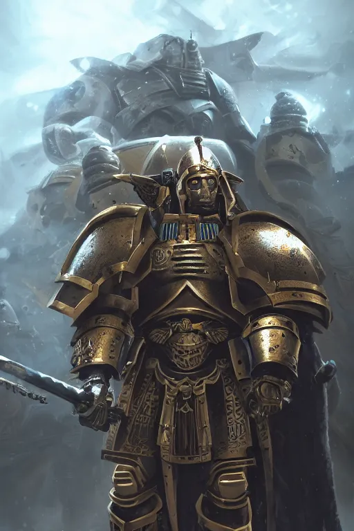 Image similar to armor portrait heros warhammer 4 0 k horus heresy fanart - the primarchs emperor by johannes helgeson animated with vfx concept artist & illustrator global illumination ray tracing hdr fanart arstation zbrush central hardmesh 8 k octane renderer comics stylized