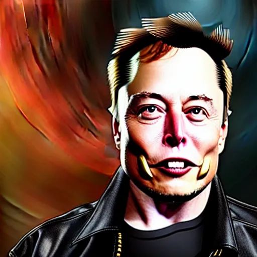 Image similar to elon musk with very long pair of golden tusks growing out of his cheeks 8 k ultra realistic, award winning, unreal engine 5, masterpiece, atmosphere glow, hyperrealistic, focused, extreme details, cinematic