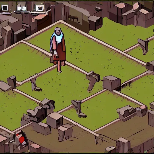 Image similar to jesus as a character in project zomboid, in - game screenshot, isometric, video game