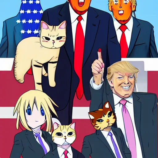 Prompt: Donald Trump as an anime cat girl
