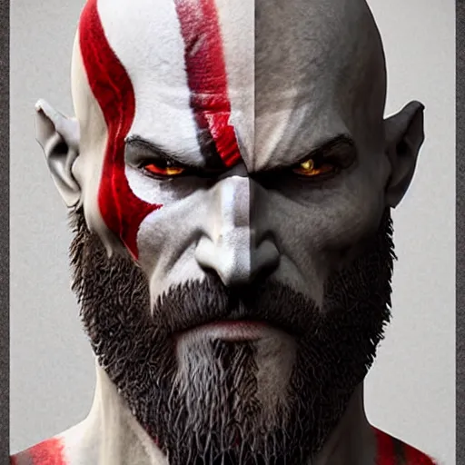 Image similar to kratos from god of war in diablo, au naturel, hyper detailed, digital art, trending in artstation, cinematic lighting, studio quality, smooth render, unreal engine 5 rendered, octane rendered, art style by klimt and nixeu and ian sprigger and wlop and krenz cushart