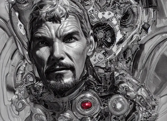 Image similar to a highly detailed alien portrait of stephen strange, james gurney, james jean