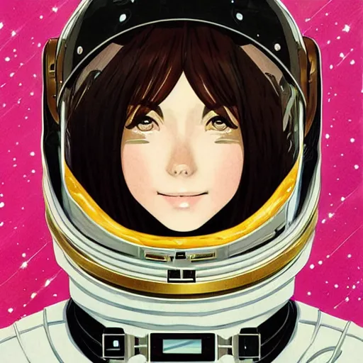 Image similar to anime manga portrait young woman astronaut , intricate, elegant, highly detailed, digital art, ffffound, art by JC Leyendecker and sachin teng