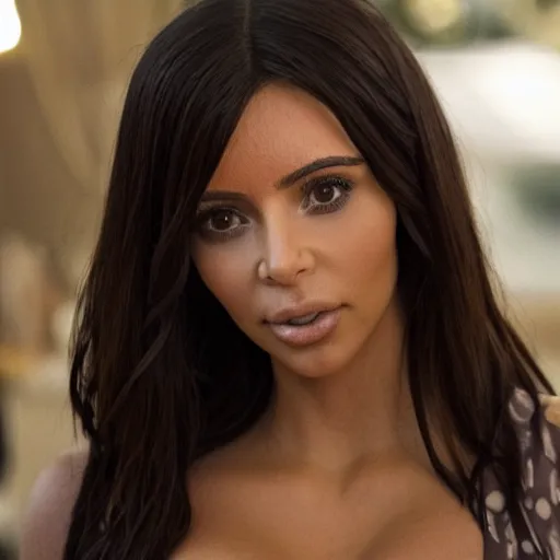 Image similar to A Still of Kim Kardashian as Bel Powley