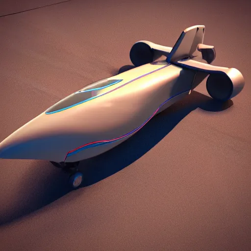 Image similar to retrofuturistic jet car, 3 d render, octane, ray tracing, ultra high resolution, ultra detailed, photorealistic, 8 k