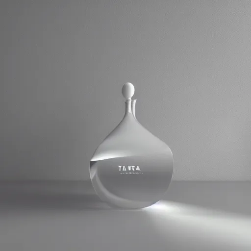 Image similar to perfume bottle on a white zen clean modern minimalist white counter in front of large circular window with ocean view, frozen and covered in ice, by peter tarka in an ivory room well contoured smooth fair walls, zaha hadid octane highly render, 4 k, ultra hd,