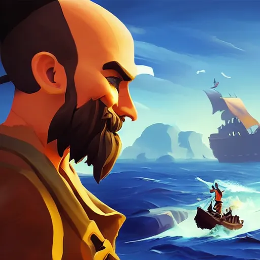 Image similar to painting jack the pirate on sea of thieves game avatar hero smooth face median photoshop filter cutout vector behance hd by jesper ejsing, by rhads, makoto shinkai and lois van baarle, ilya kuvshinov, rossdraws, illustration, art by ilya kuvshinov and gustav klimt